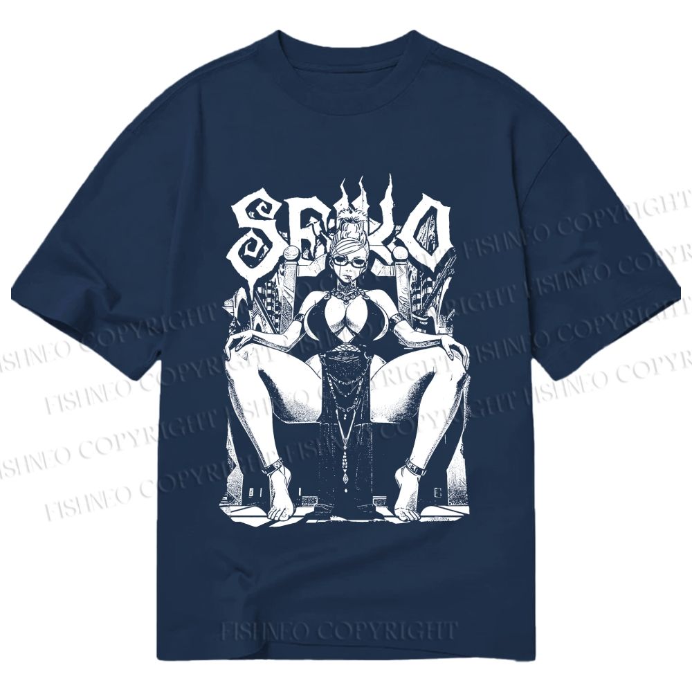 Unisex Classic Cotton Vintage Anime Woman Printed T-shirt