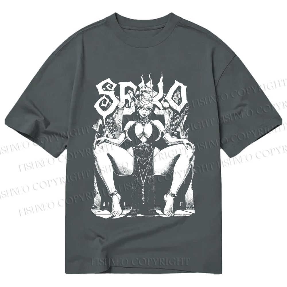 Unisex Classic Cotton Vintage Anime Woman Printed T-shirt