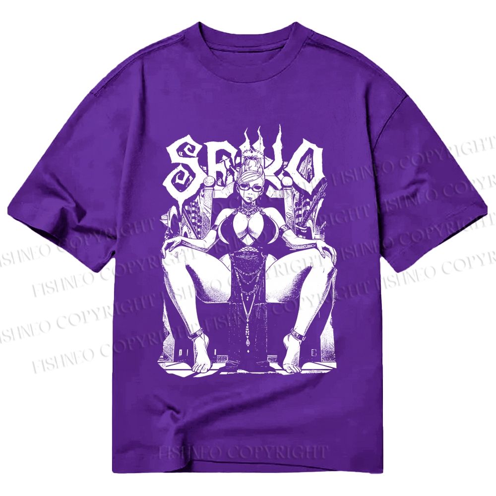 Unisex Classic Cotton Vintage Anime Woman Printed T-shirt