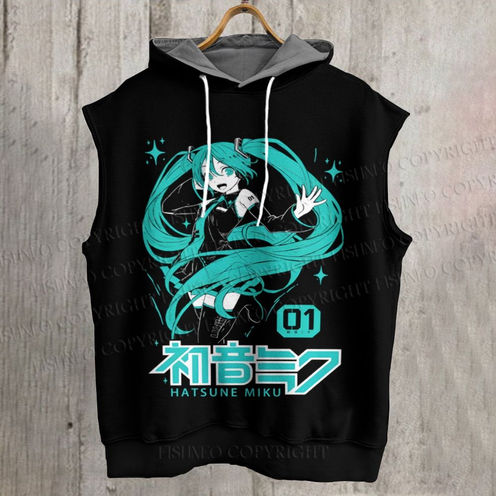 Unisex Hatsune Miku Printed Sleeveless Hoodie