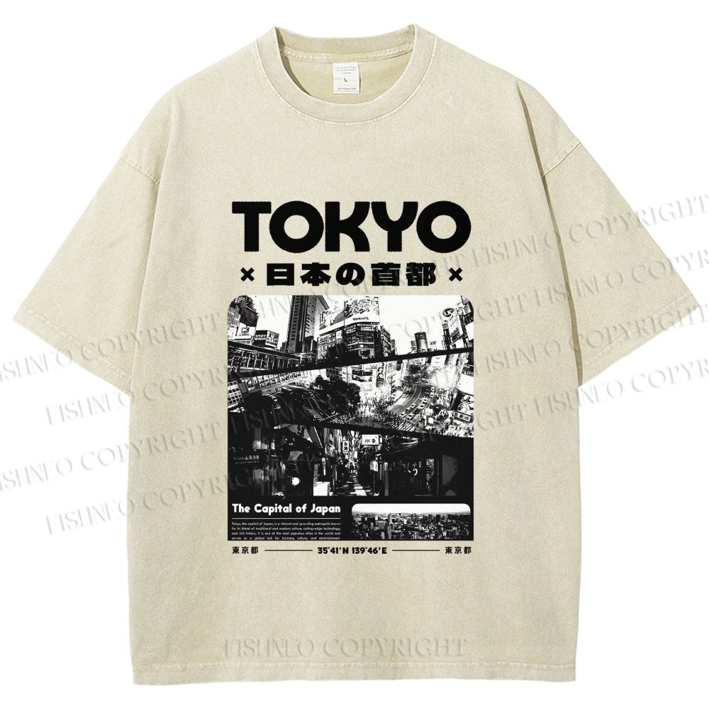 Unisex Toykyo Japan Printed Washed Tee