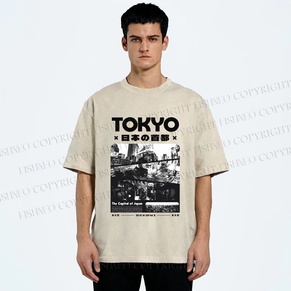 Unisex Toykyo Japan Printed Washed Tee
