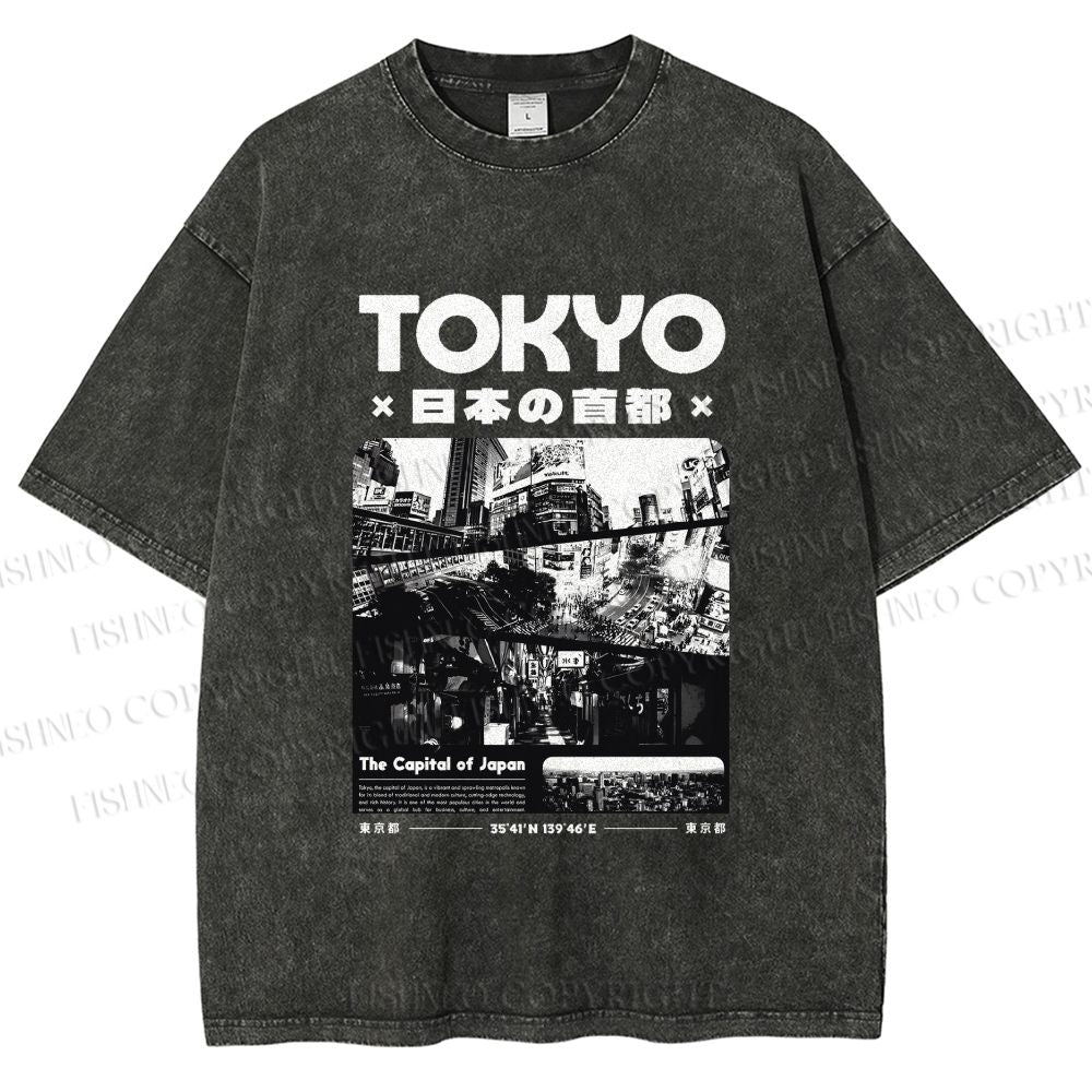 Unisex Toykyo Japan Printed Washed Tee