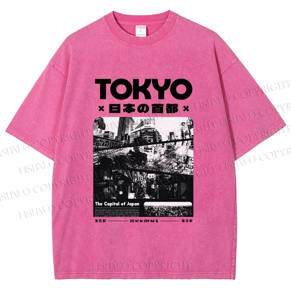Unisex Toykyo Japan Printed Washed Tee