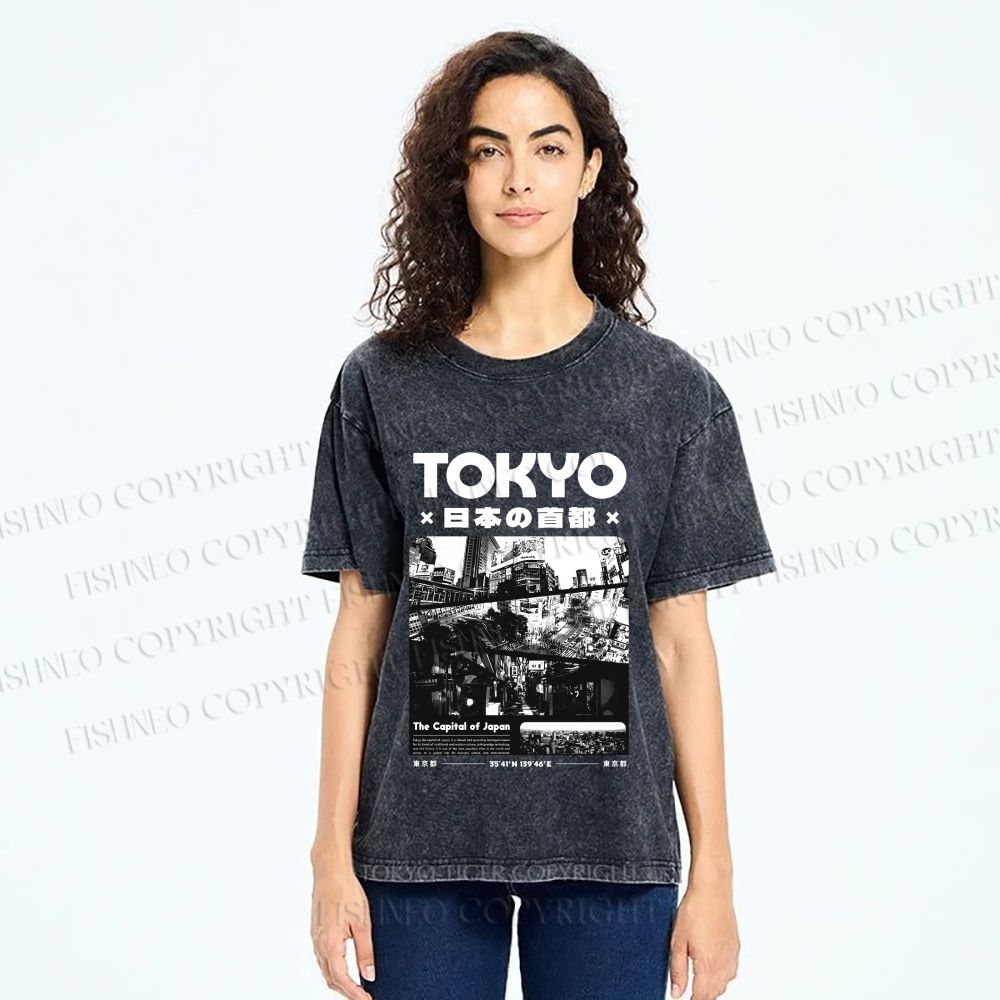 Unisex Toykyo Japan Printed Washed Tee