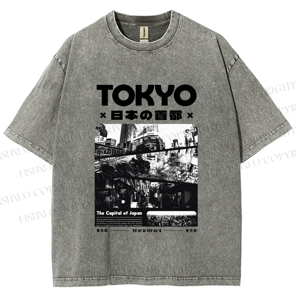 Unisex Toykyo Japan Printed Washed Tee