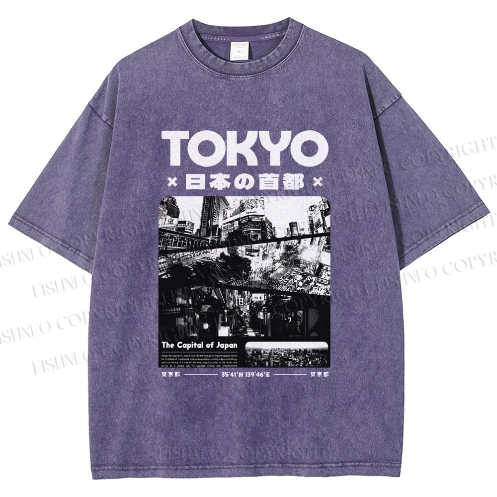 Unisex Toykyo Japan Printed Washed Tee