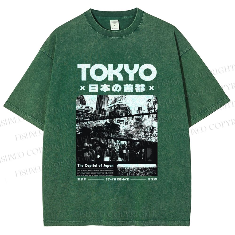 Unisex Toykyo Japan Printed Washed Tee