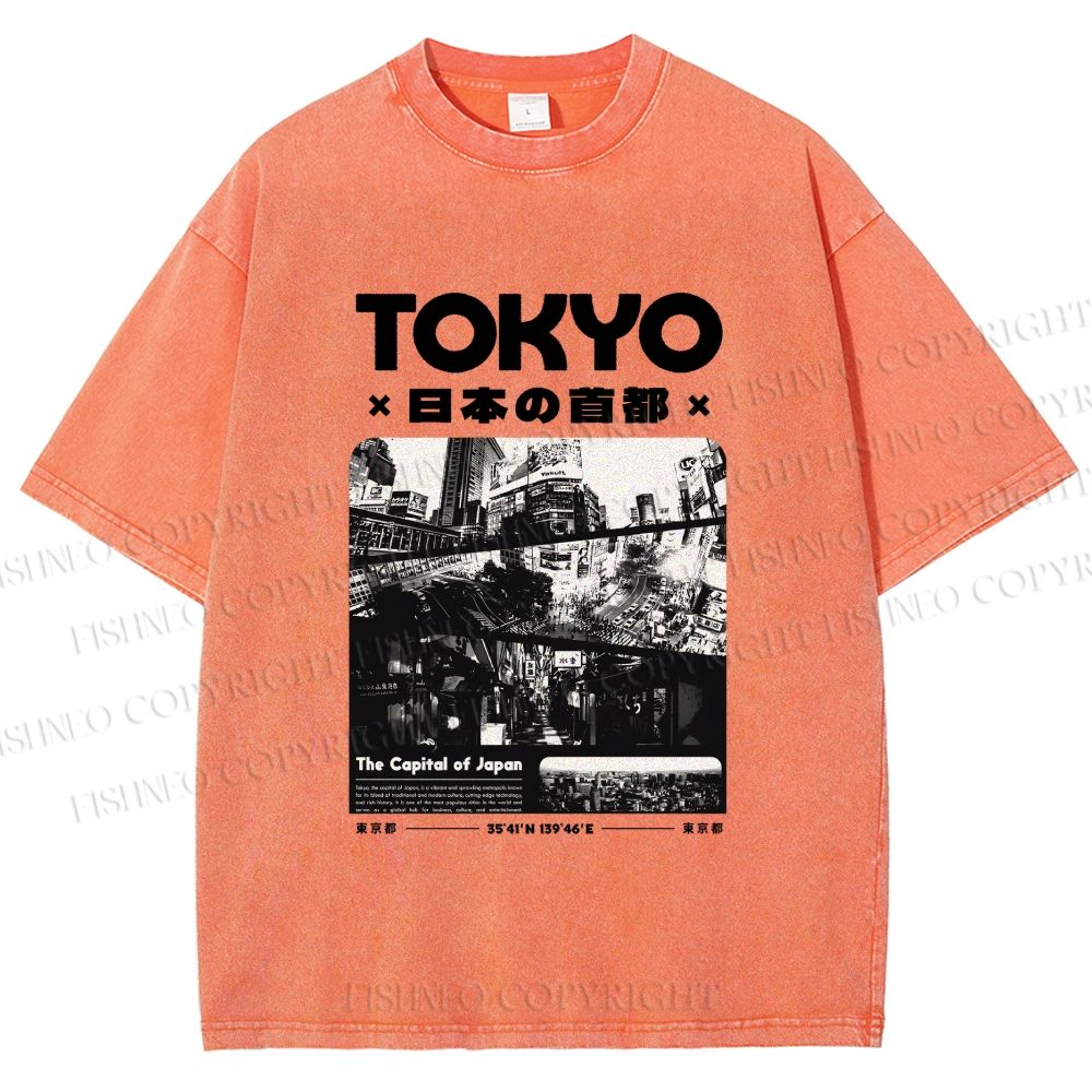 Unisex Toykyo Japan Printed Washed Tee
