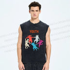 Unisex Youthful days Printed Washed Tank Top