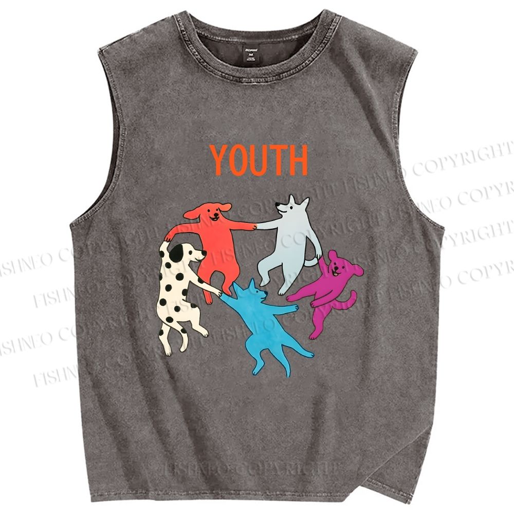 Unisex Youthful days Printed Washed Tank Top