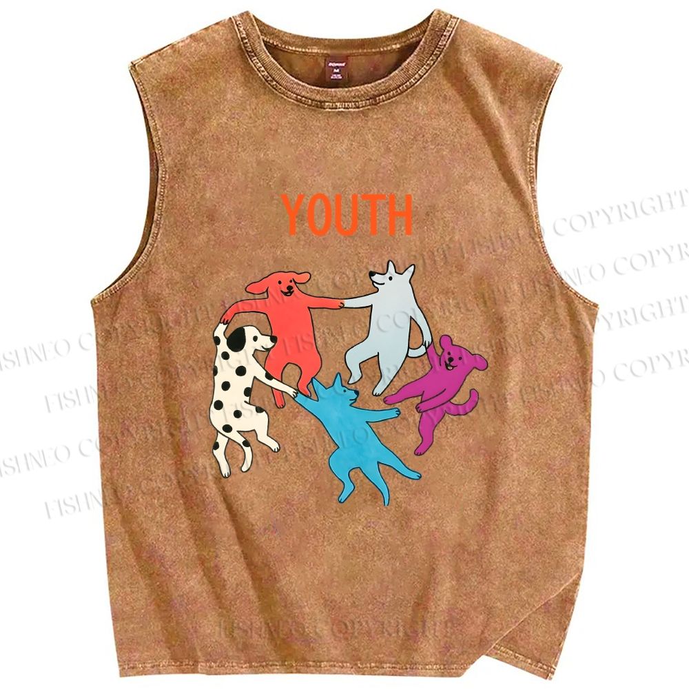 Unisex Youthful days Printed Washed Tank Top