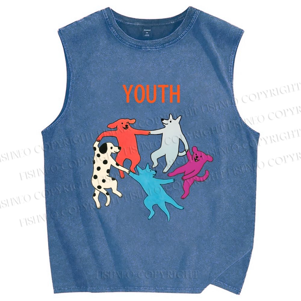 Unisex Youthful days Printed Washed Tank Top