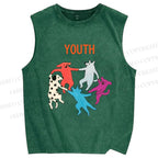 Unisex Youthful days Printed Washed Tank Top