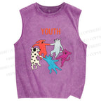 Unisex Youthful days Printed Washed Tank Top
