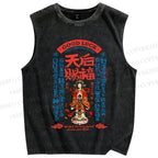 Unisex Good Luck Printed Washed Tank Top