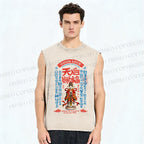 Unisex Good Luck Printed Washed Tank Top