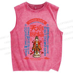Unisex Good Luck Printed Washed Tank Top