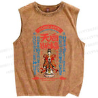 Unisex Good Luck Printed Washed Tank Top