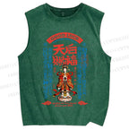 Unisex Good Luck Printed Washed Tank Top