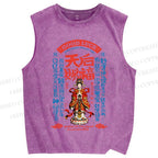 Unisex Good Luck Printed Washed Tank Top