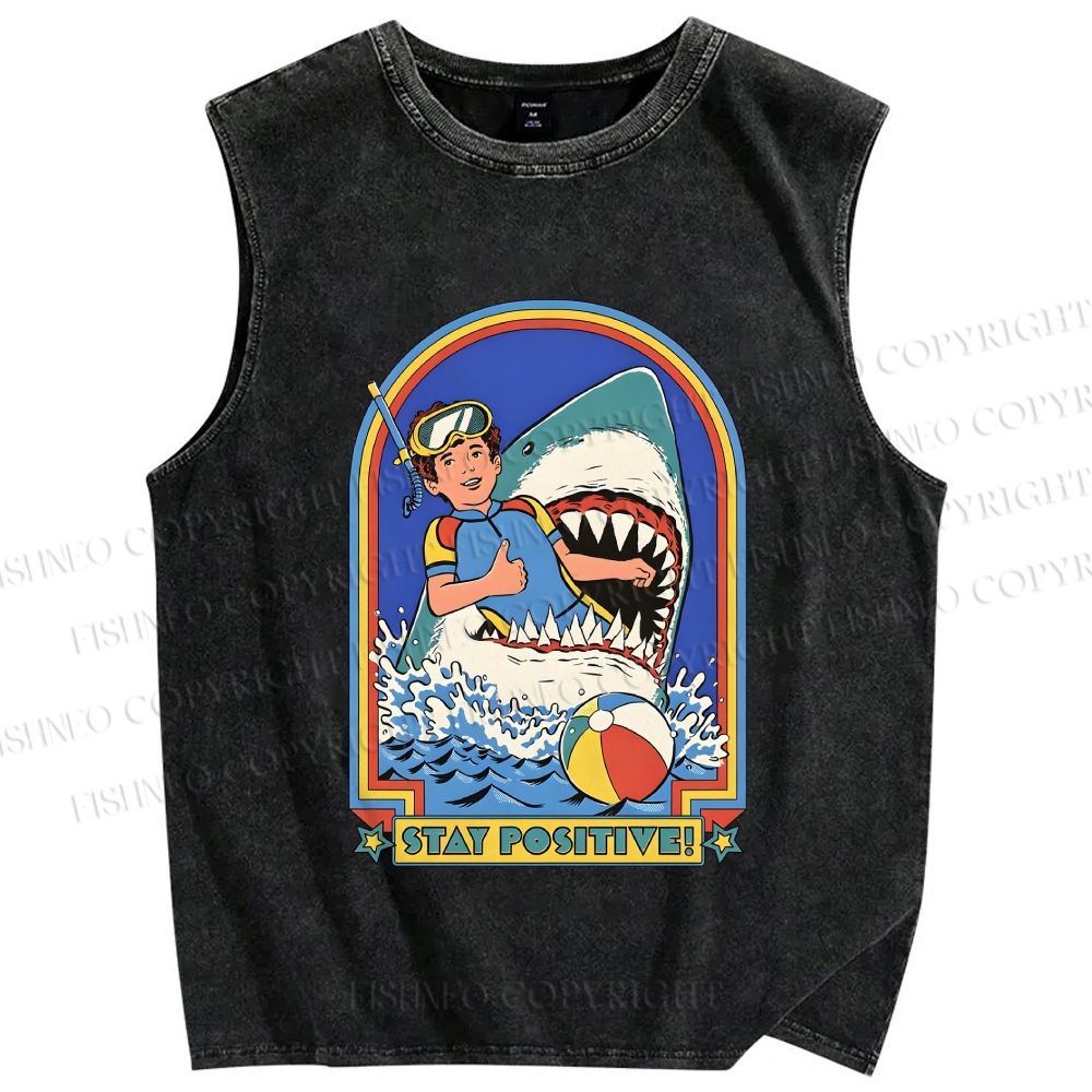 Unisex Stay Positive Printed Washed Tank Top