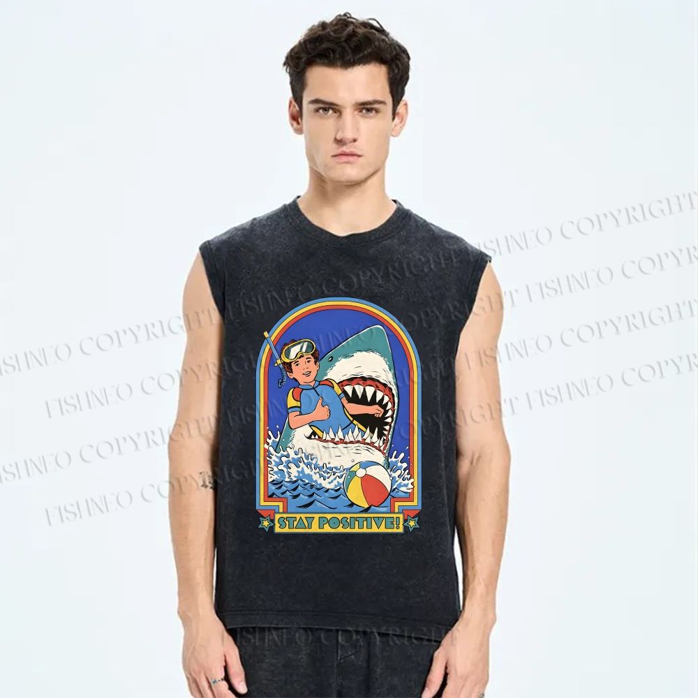 Unisex Stay Positive Printed Washed Tank Top