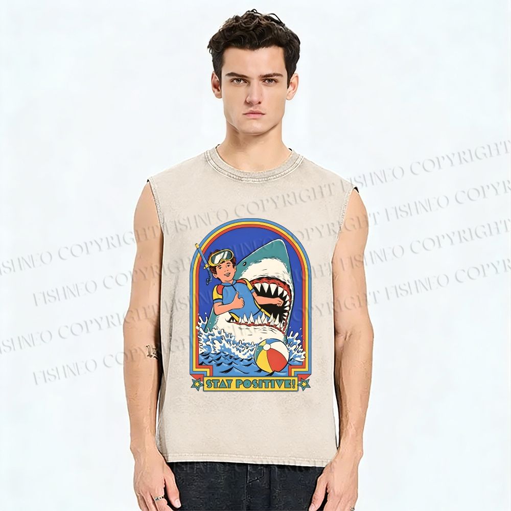 Unisex Stay Positive Printed Washed Tank Top
