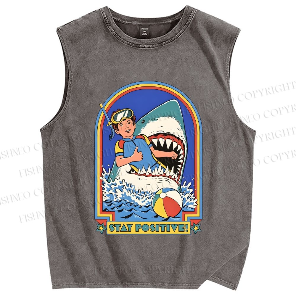 Unisex Stay Positive Printed Washed Tank Top