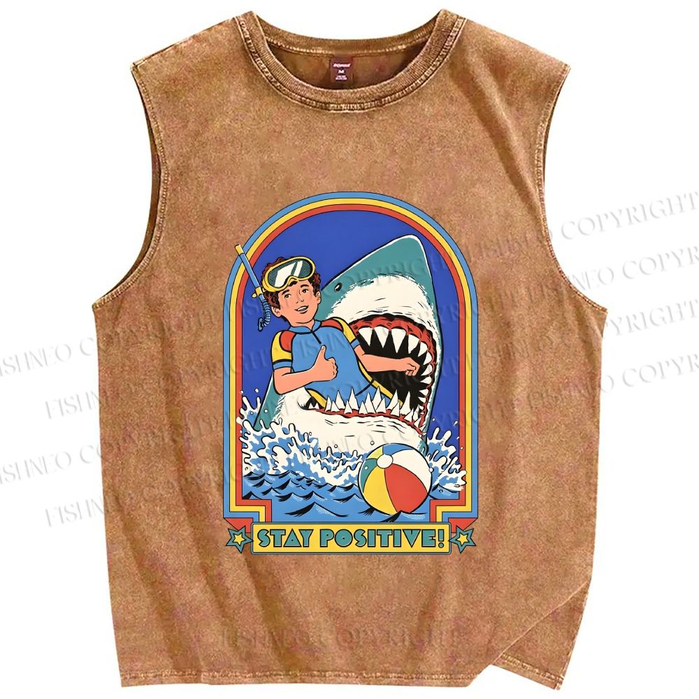 Unisex Stay Positive Printed Washed Tank Top