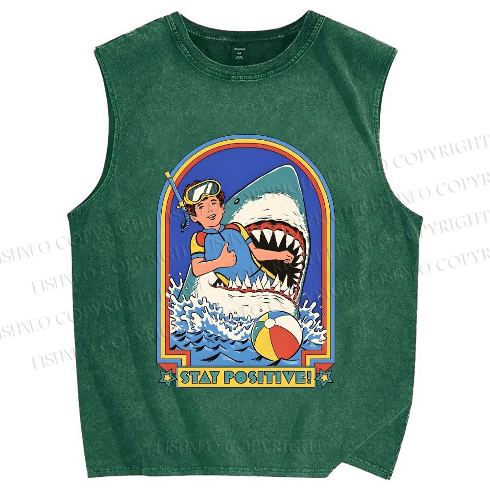 Unisex Stay Positive Printed Washed Tank Top