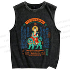 Unisex Good Luck Printed Washed Tank Top