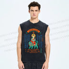 Unisex Good Luck Printed Washed Tank Top