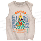 Unisex Good Luck Printed Washed Tank Top