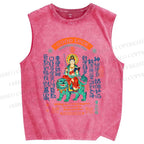 Unisex Good Luck Printed Washed Tank Top