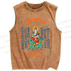Unisex Good Luck Printed Washed Tank Top
