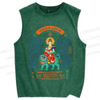 Unisex Good Luck Printed Washed Tank Top