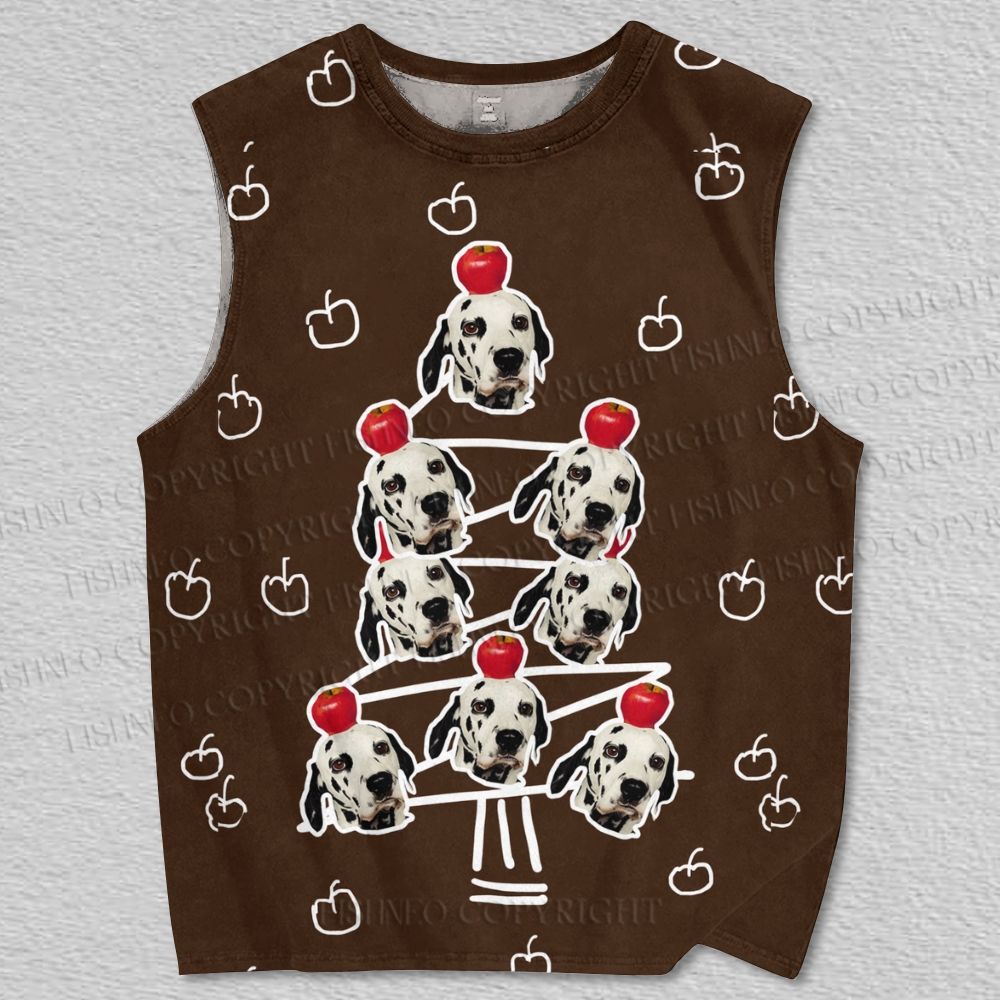 Unisex Christmas Spot Dog Printed Tank Top
