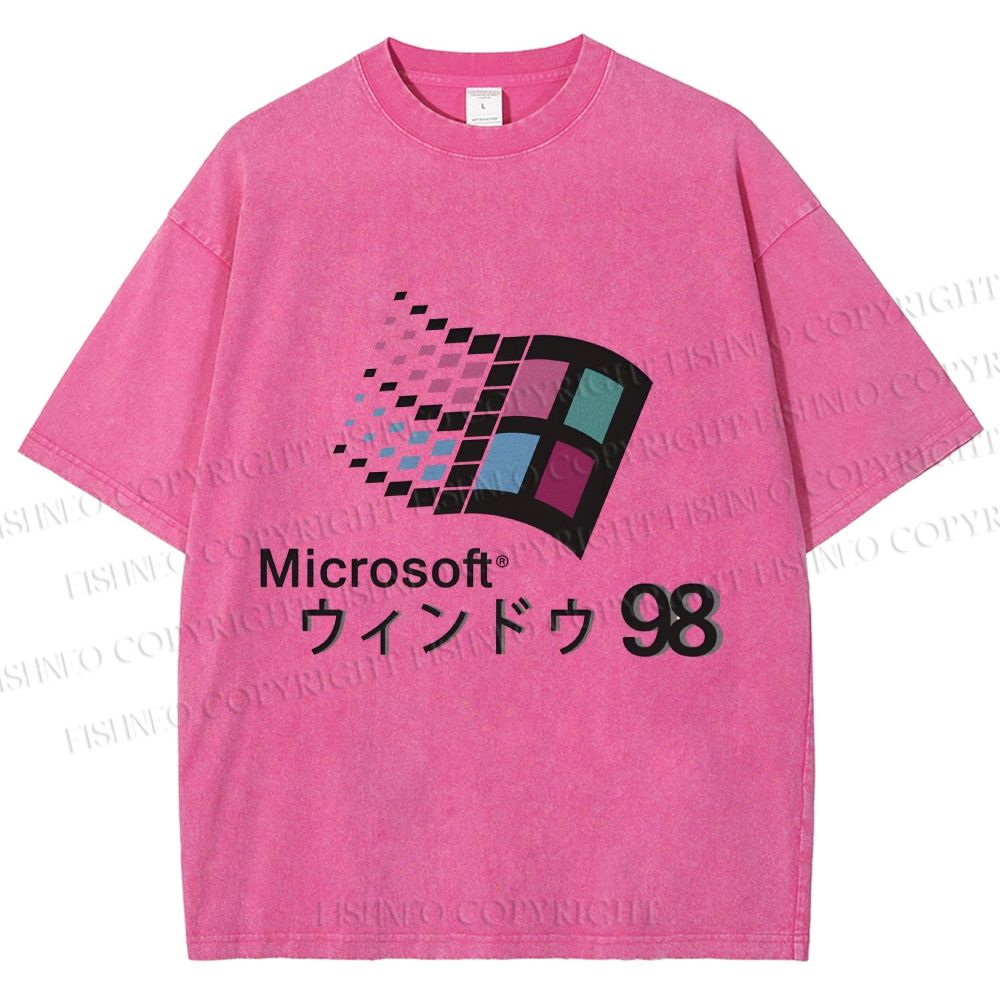Microsoft Windows 98 Vintage Wash Japanese Design T-Shirt