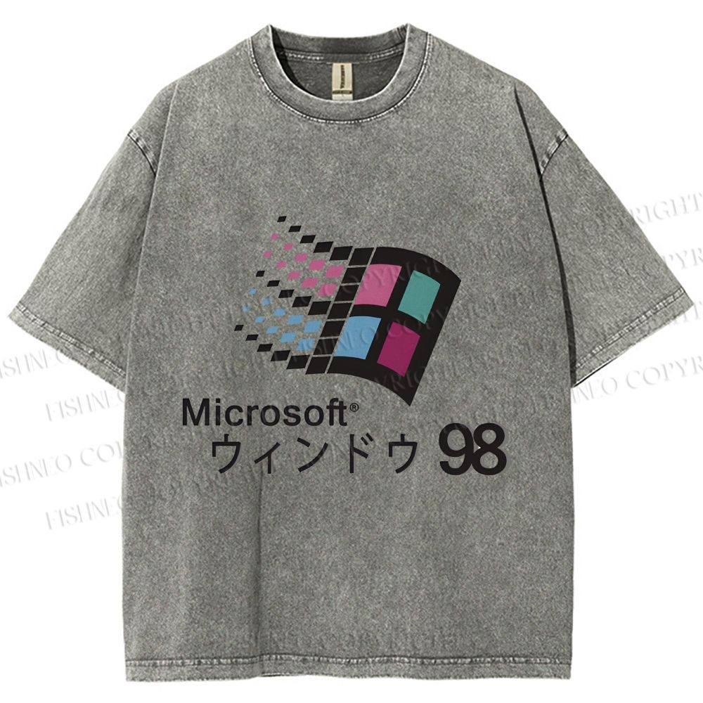 Microsoft Windows 98 Vintage Wash Japanese Design T-Shirt