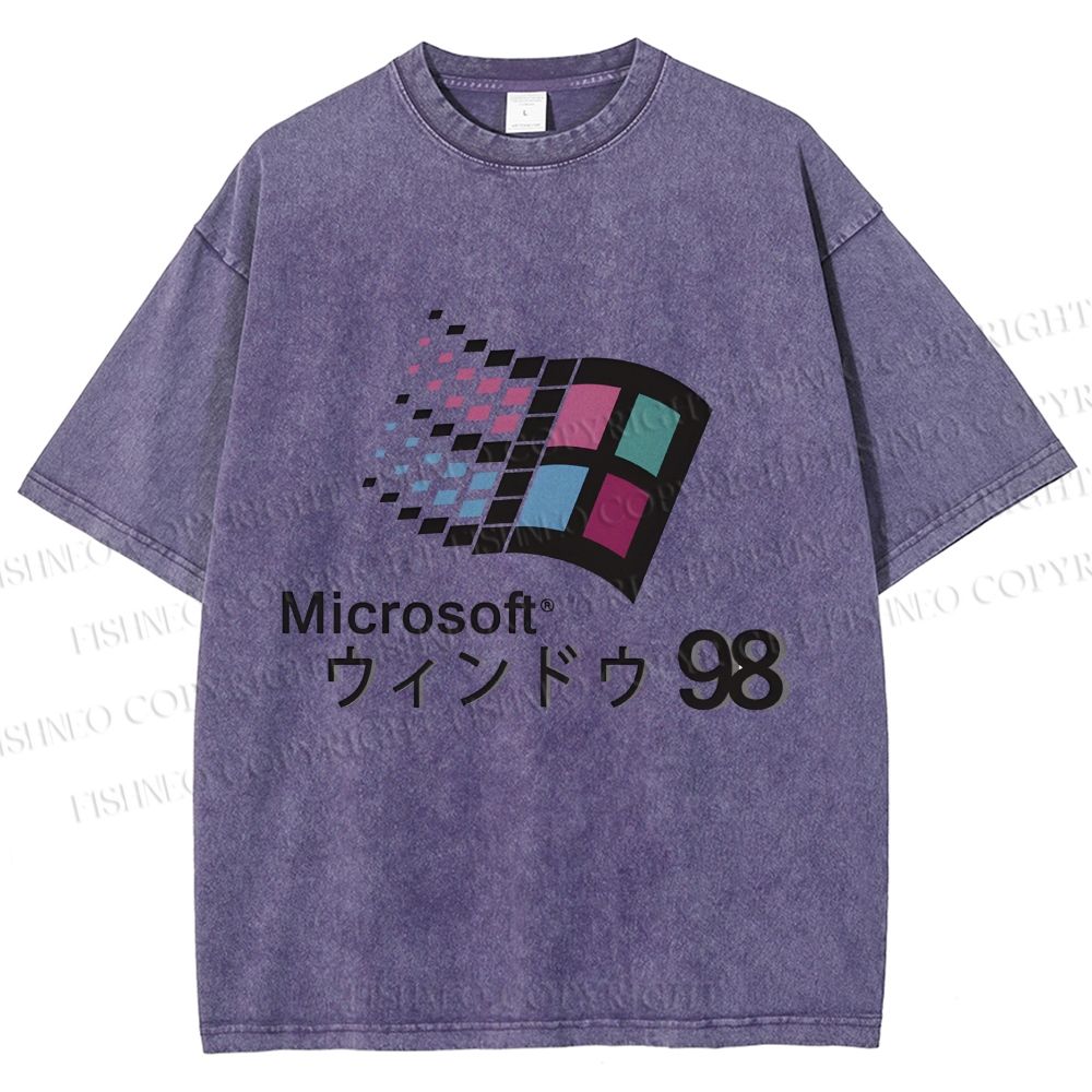 Microsoft Windows 98 Vintage Wash Japanese Design T-Shirt