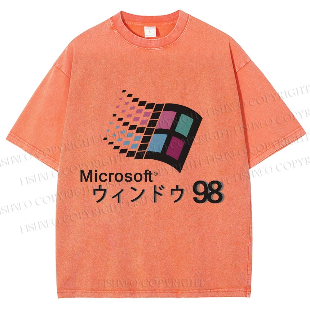 Microsoft Windows 98 Vintage Wash Japanese Design T-Shirt