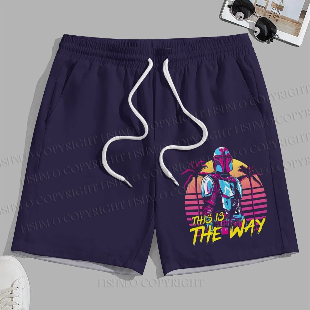 Men's Star Wars Mandalorian Printed Casual Beach Plus Size Shorts