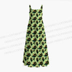 Cute Black Cat Printed Maxi Dresses