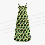 Cute Black Cat Printed Maxi Dresses