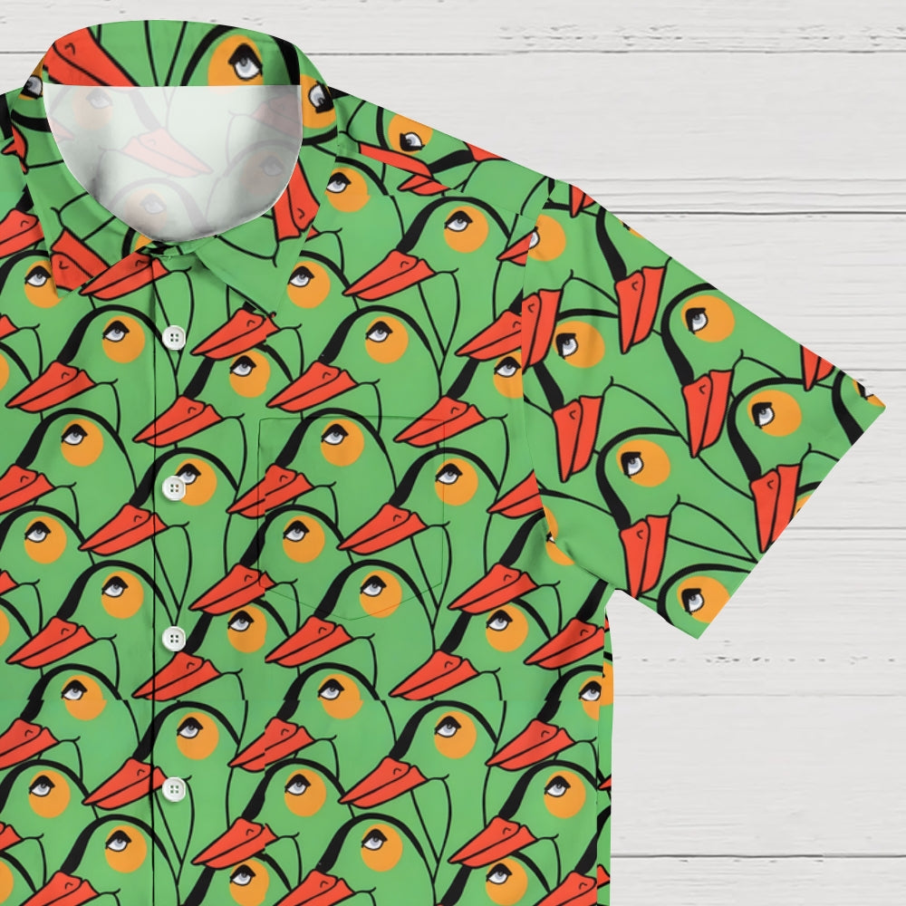 Green Duck Printed Hawaiian Shirt