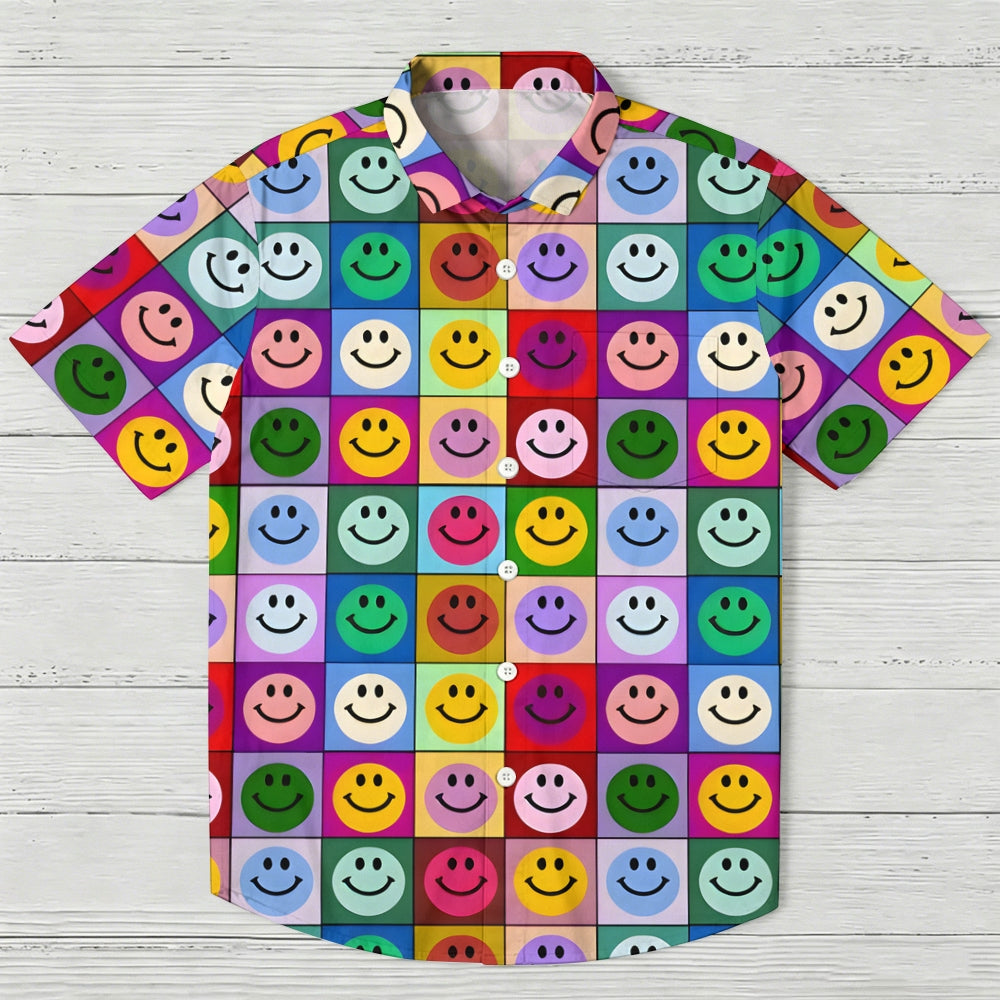 Smiley Puzzle Printed Hawaiian Shirt
