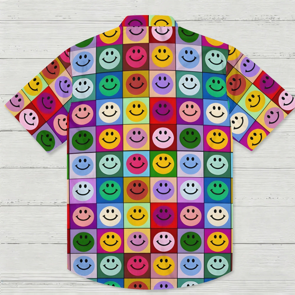 Smiley Puzzle Printed Hawaiian Shirt