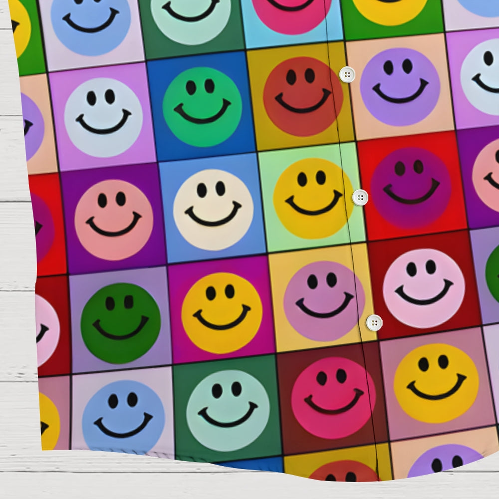 Smiley Puzzle Printed Hawaiian Shirt