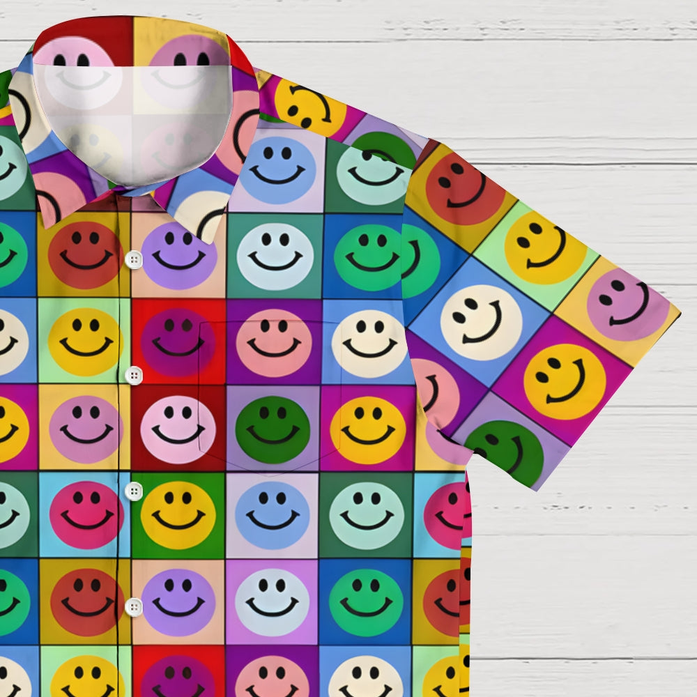 Smiley Puzzle Printed Hawaiian Shirt